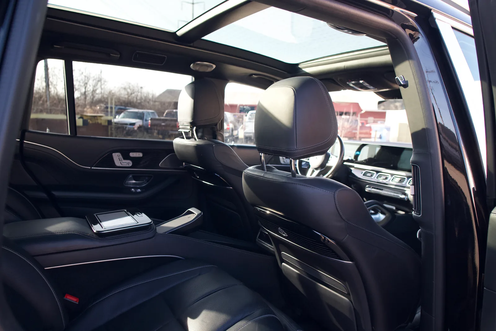 The rear cabin of a Mercedes GLS after an interior detail